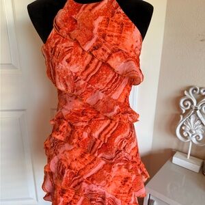 Elegant Orange Ruffled Dress